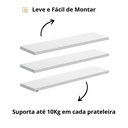 Ver imagem 5 de Kit 3 Prateleiras 60x15 Mdf Branco Parede Madeira Quarto