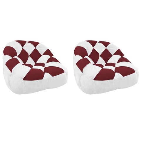 Kit 02 Poltrona Paloma Escritório Sala Pé Plástico Suede Branco e Suede Vinho - Dominic Decor