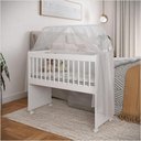 Ver imagem 1 de Mini Berço Moisés Multifuncional Branco | Vira Mesa, Aparador e Escrivaninha | Mdf