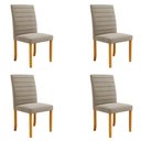 Ver imagem 1 de Kit 4 Cadeiras de Sala de Jantar Estofadas Veiga Madeira Maciça Suede Bege G78 - Gran Belo Cadeira d