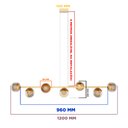 Ver imagem 2 de Luminaria Lustre Teto Sala de Jantar Jabuticaba 5 Metros com 7 Vidro Globo Bivolt - Dourado/ambar