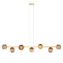 Ver imagem 7 de Luminaria Lustre Teto Sala de Jantar Jabuticaba 5 Metros com 7 Vidro Globo Bivolt - Dourado/ambar