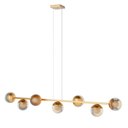 Ver mais imagens de Luminaria Lustre Teto Sala de Jantar Jabuticaba 5 Metros com 7 Vidro Globo Bivolt - Dourado/ambar
