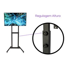 Suporte Pedestal Duplo Móvel Preto 14 a 75 Suportaço - Ped04 - 4