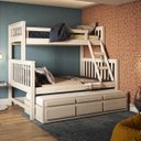 Ver imagem 1 de Treliche com Cama de Casal Branco Lavado C/ Cama Auxiliar 3 Gavetas Madeira Pinus - Saraiva 104.04.0