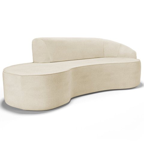 Sofá 4 Lugares Curvo Sala de Estar Living Firenze Direito D02 Linho Bege 280 cm D-463 - Lyam