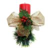 Vela Vermelha Natalina Decorativa para Natal com Laço Dourado - 1