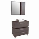 Ver imagem 1 de Gabinete 80cm Alice Grafite Balcão Espelheira e Cuba Branca Armário Suspenso 2 Gavetas para