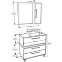 Ver imagem 4 de Gabinete 80cm Alice Grafite Balcão Espelheira e Cuba Branca Armário Suspenso 2 Gavetas para
