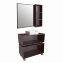 Ver imagem 3 de Gabinete 80cm Alice Grafite Balcão Espelheira e Cuba Branca Armário Suspenso 2 Gavetas para