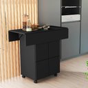 Ver imagem 2 de Mesa Buffet Retrátil Basoto Annie com 4 Bancos Embutidos 100% Mdf - Preto