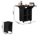 Ver imagem 3 de Mesa Buffet Retrátil Basoto Annie com 4 Bancos Embutidos 100% Mdf - Preto
