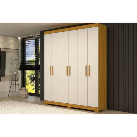 Guarda Roupa Casal 6 Portas e 2 Gavetas Lana Cinamomo/off White - Acp