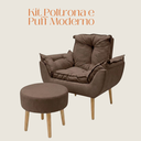 Ver imagem 4 de 01 Poltrona Opala + 01 Puff Redondo Decorativo Suede Sala Quarto Recepção