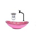 Ver imagem 2 de Cuba de Vidro Oval 47cm Rosa + Valvula + Torneira Preta