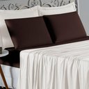 Ver imagem 3 de Jogo de Cama Casal Viúva Nobre 4 Peças Malha 100% Algodão - Palha / Marrom