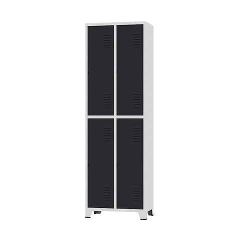 Armário Roupeiro de Aço para Vestiário 4 Portas Locker Preto com Chave