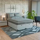 Ver imagem 1 de Cama Box Baú Casal Bipartido + Colchão Paris Molas Cinza Couro Branco/cinza