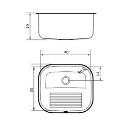 Tanque de Encaixe Tramontina Hera Compact 19 em Aço Inox Escovado 40x35 Cm 94404107 - 3