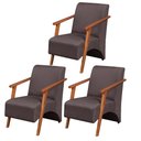 Ver imagem 1 de Kit 3 Poltronas Venus 1 Lugar Braço Madeira Maciça Tecido Suede Unidecor Marrom