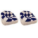 Ver imagem 1 de Kit 02 Poltrona Paloma Escritório Sala Pé Plástico Suede Bege e Suede Azul Marinho - Dominic Decor