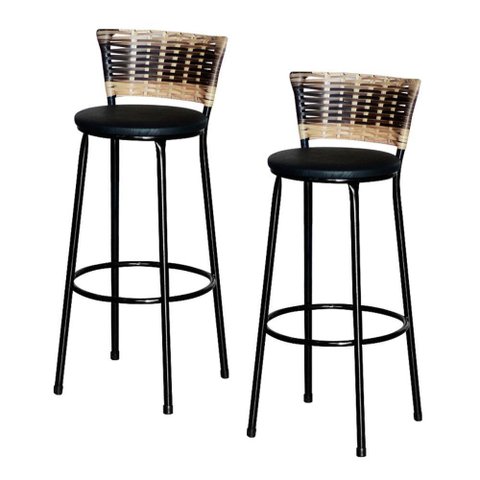 2 Banquetas Alta para Cozinha Cappuccino Premium Preto
