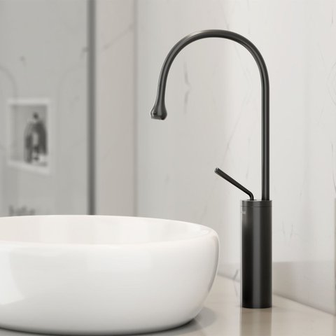 Torneira de Banheiro Luxo Monocomando Capri Gota Aço Inox Preta