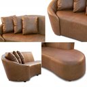 Ver imagem 6 de Sofá Sala de Estar Living Design Moderno 230cm com Almofadas Trinity Couro Brilhante Conhaque G93 -