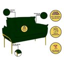 Ver imagem 3 de Kit 2 Poltronas + Namoradeira Pé Metal Dourado Recepção Sala Verde