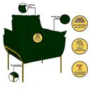 Ver imagem 7 de Kit 2 Poltronas + Namoradeira Pé Metal Dourado Recepção Sala Verde