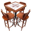 Ver imagem 1 de Conjunto Mesa Madeira Azulejo 60x60cm - Bistrô Fixa 98cm + 4 Banquetas 73 - Natural - More Wine