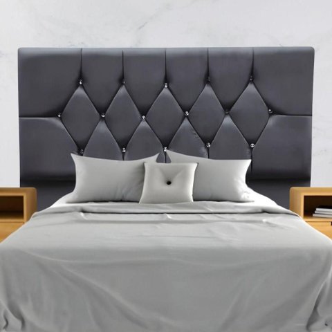 Cabeceira Estofada Cama Casal Queen Size 160 Cm Suede Dubai Cinza Escuro
