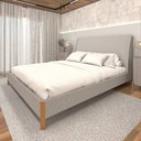 Ver imagem 1 de Cama King Estofada com Cabeceira 100% Mdf Cor: Linho Alumínio