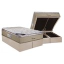 Ver imagem 1 de Cama Box Baú King: Colchão Molas Ensacadas Luckspuma Platinum New + Base Crc Suede Clean (193x203)