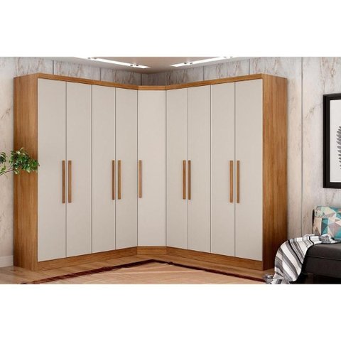 Quarto Modulado Rizon 3 Peças (2 Guarda Roupas + 1 Closet) QC210 Freijo Cumaru C- Fendi - Novo