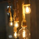 Ver imagem 3 de Pendente Corda Rústica 1m Soquete E27 Base Metálica Preto Corda de Cânhamo Vintage Iluminação Decora