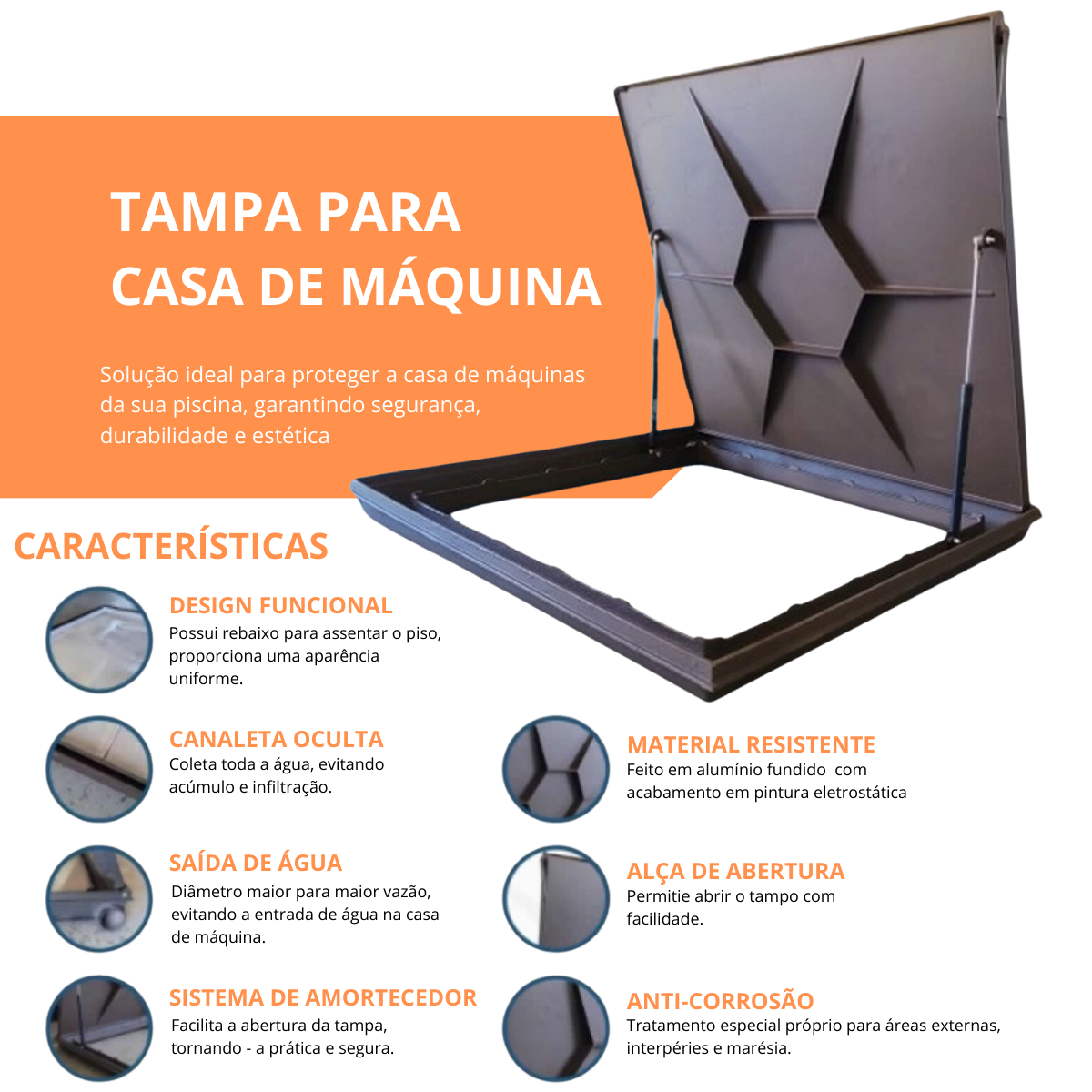 Tampão para Casa Máquinas de Piscina 80x80 Bege Escuro - 2