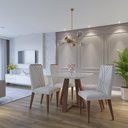 Ver imagem 2 de Conjunto de 4 Cadeiras de Madeira Maciça Megan Natural com Linho Off White