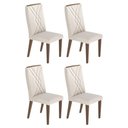 Ver imagem 1 de Conjunto de 4 Cadeiras de Madeira Maciça Megan Natural com Linho Off White