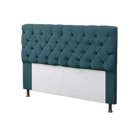 Cabeceira Mirage Para Cama Box Solteiro 100cm Com Capitonê Suede:Azul Turquesa