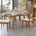 Ver imagem 2 de Mesa de Jantar Nesher Monalisa 160x90cm Retangular com Vidro Mel e Off White
