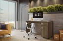 Ver imagem 1 de Escrivaninha Office Malta Lukaliam com Gaveta com Chave Rodízios Tampo 25mm 1,35m:imbuia