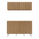 Ver imagem 5 de Kit Bar Armário Aéreo e Aparador 4 Portas Retrô Multimóveis Mp1086 Rustic/branco