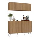 Ver imagem 1 de Kit Bar Armário Aéreo e Aparador 4 Portas Retrô Multimóveis Mp1086 Rustic/branco