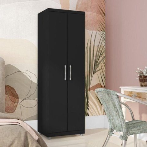 Armário Multiuso Albion 2 Portas Preto Fosco