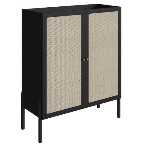 Armário Aparador Bar 2 Portas Pés Madeira Arlo A10 Nero/preto - Mpozenato