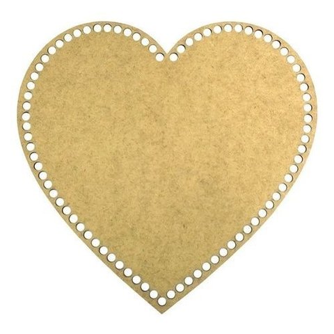 Kit 10 Base Coração 30cm em Mdf Cru para Cesto Crochê Fio de Malha