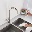 Ver imagem 4 de Torneira Monocomando Gourmet de Pia para Cozinha com Bica Alta Extensível Inox Escovado