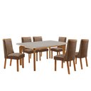 Ver imagem 2 de Mesa de Jantar Liz 180cm Tampo MDF Vidro Canto Copo com 6 Cadeiras Carolina