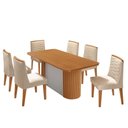 Ver imagem 2 de Mesa de Jantar Aspen com 6 Cadeiras Eloise Moderna Mobília Veludo Creme Naturale